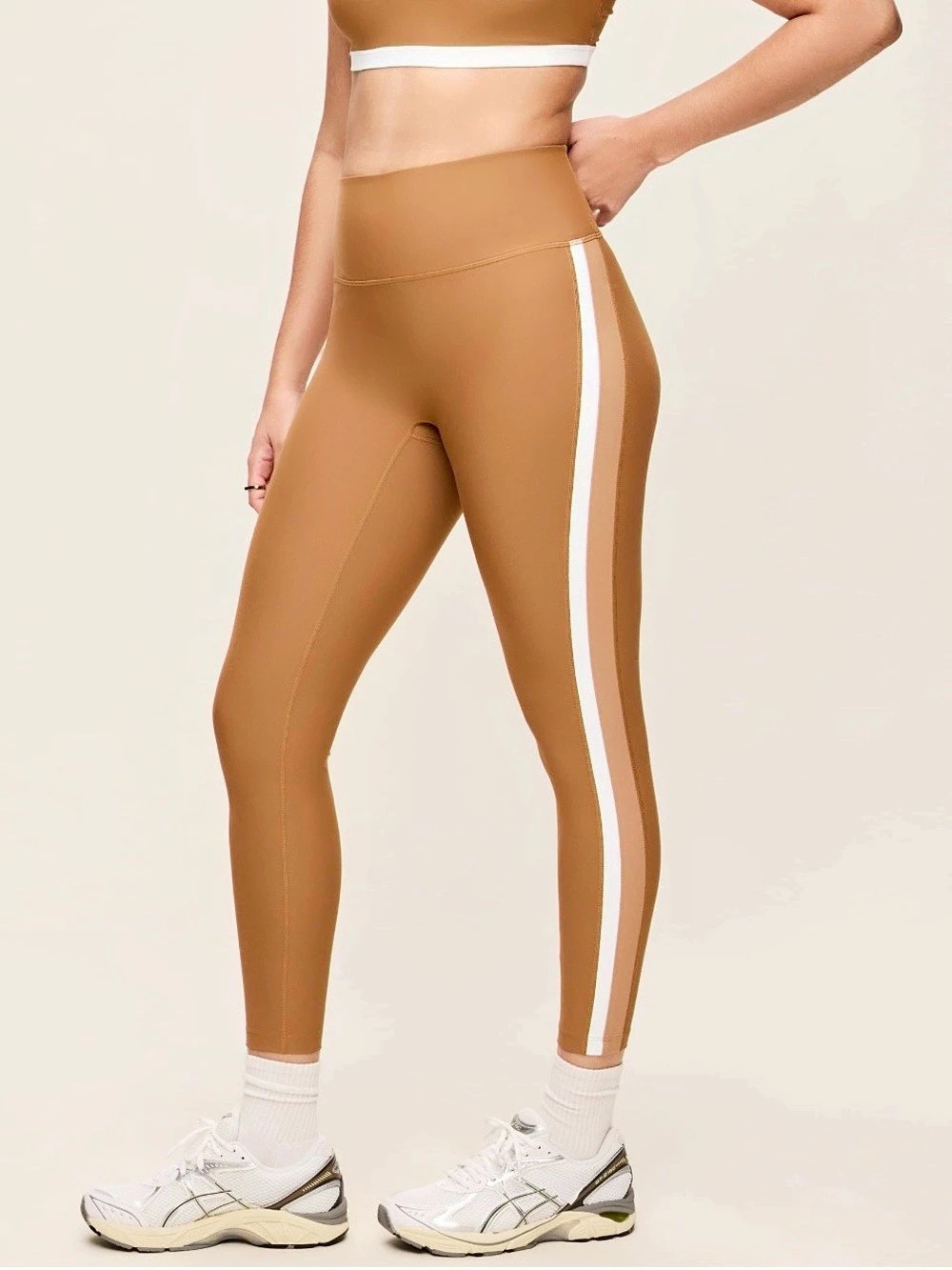 Old Navy PowerSoft Boundless Color Block Leggings in Brown & White Petite XL New